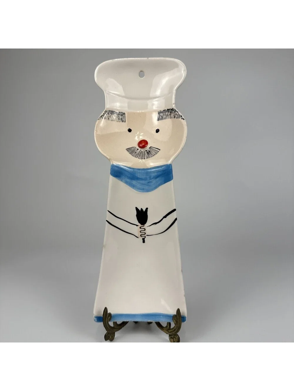 Vintage Mid Century Ceramic Chef Spoon Rest Unmarked Japan Kitsch HH Style